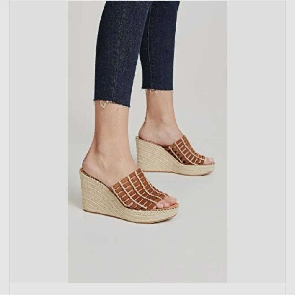 Dolce Vita Pru Mule Espadrille Brown Woven Suede Slip-On Wedges